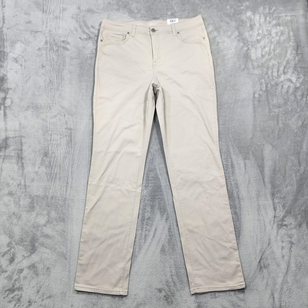 NEW Style&Co Jeans Womens 16L Beige High Rise Straight Leg Tummy Control Stretch